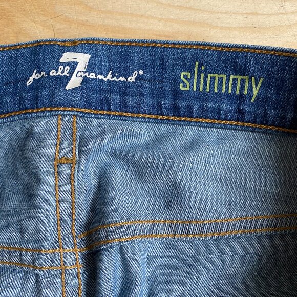 7 For all Mankind mens jeans "Slimmy" sz 34 blue washslim straight leg - Picture 2 of 5